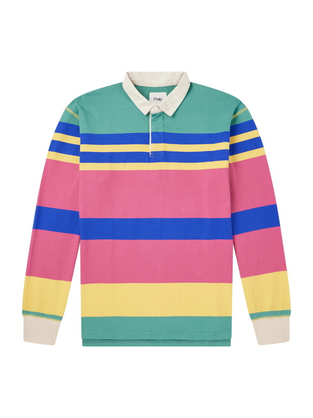 Photo: Drake's - Striped Cotton-Jersey Polo Shirt - Multi