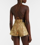 Alémais Boa snake-print denim shorts