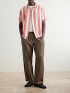 Kardo - Camp-Collar Striped Cotton Shirt - Red