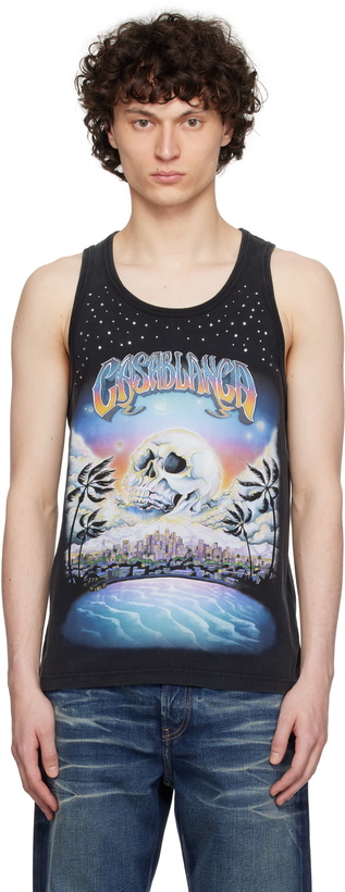 Photo: Casablanca Black 'La Prémonition' Crystal Embellished Tank Top