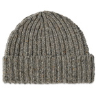 Universal Works Men's Short Watch Cap in Grey Fleck
