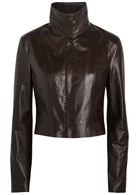 Photo: Our Legacy Concealed Funnel-neck Leather Jacket Brown