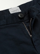 Sunspel - Straight-Leg Pleated Cotton-Blend Twill Trousers - Blue