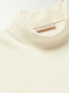 FEAR OF GOD ESSENTIALS - Logo-Flocked Cotton-Jersey Mock-Neck Sweatshirt - Neutrals
