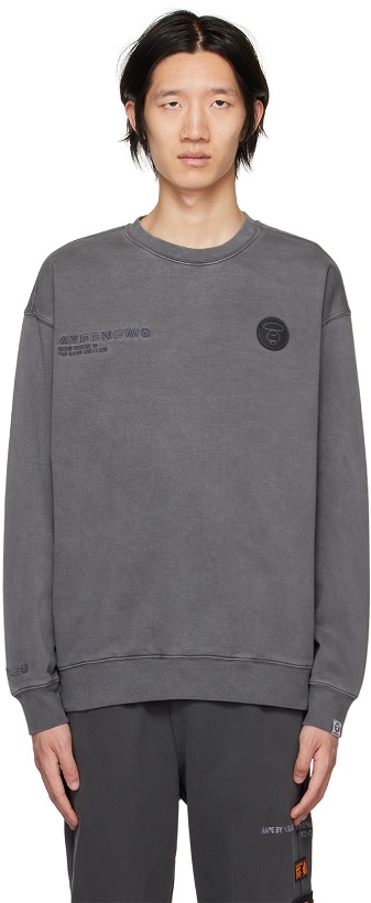 Photo: AAPE by A Bathing Ape Gray Embroidered Sweatshirt