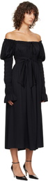Sleeper Black Paloma Shirred Maxi Dress