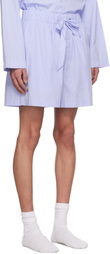 Tekla Blue Poplin Pyjama Shorts