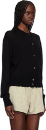 RECTO Black Crewneck Sheer Knit Cardigan
