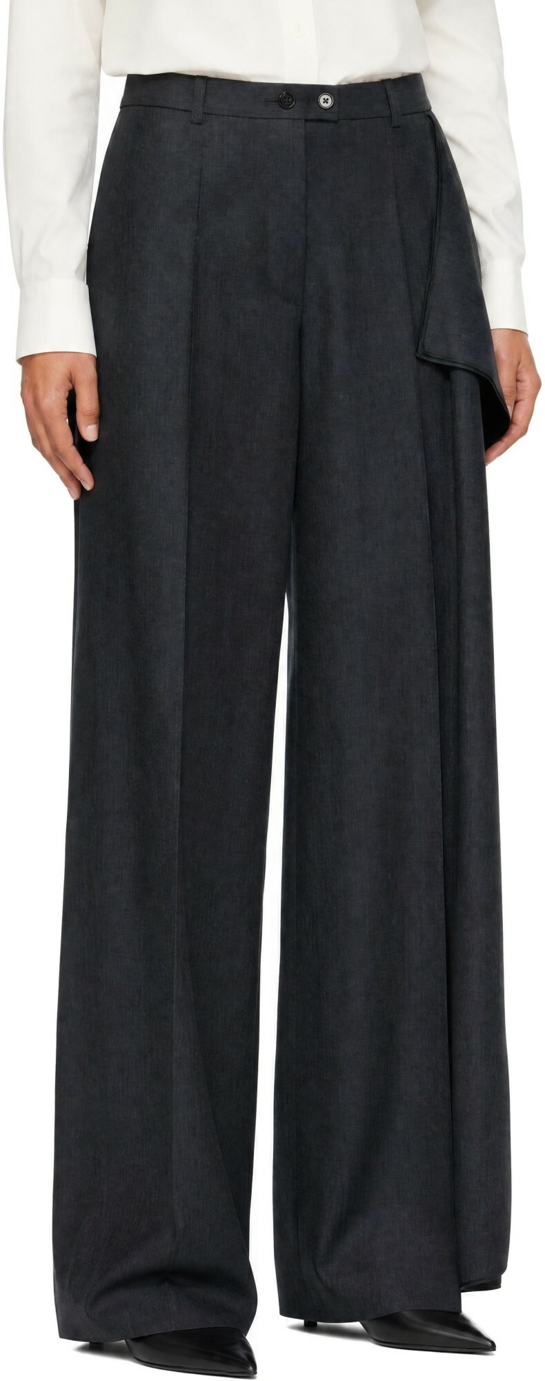 Jil Sander Gray Fil-à-Fil Wool Trousers