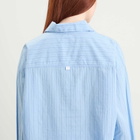 Calvin Klein Women's Cotton Poplin Sleep Shirt in Trail Stripe Frozen Fjord