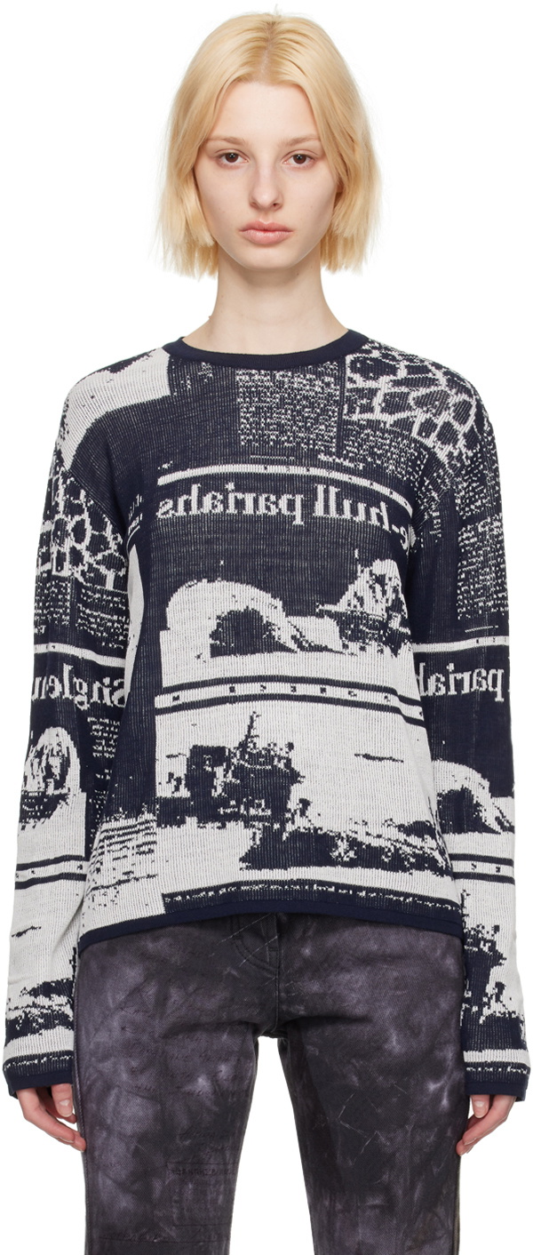 Serapis Navy Jacquard Sweater Serapis