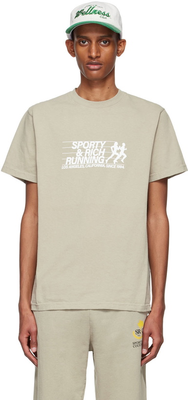 Photo: Sporty & Rich Taupe Cotton T-Shirt