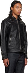 Nudie Jeans Black Eddy Rider Leather Jacket