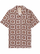 OAS - The Cuba Camp-Collar Printed Woven Shirt - Brown