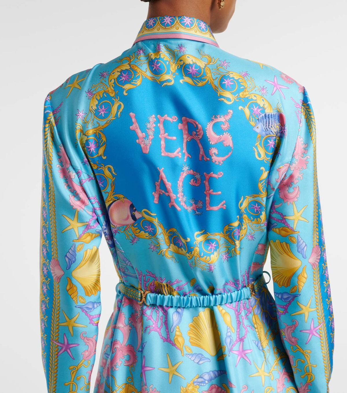 Versace Underwater Barocco silk twill maxi dress Versace