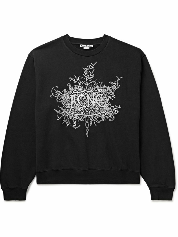 Photo: Acne Studios - Logo-Flocked Cotton-Jersey Sweatshirt - Black