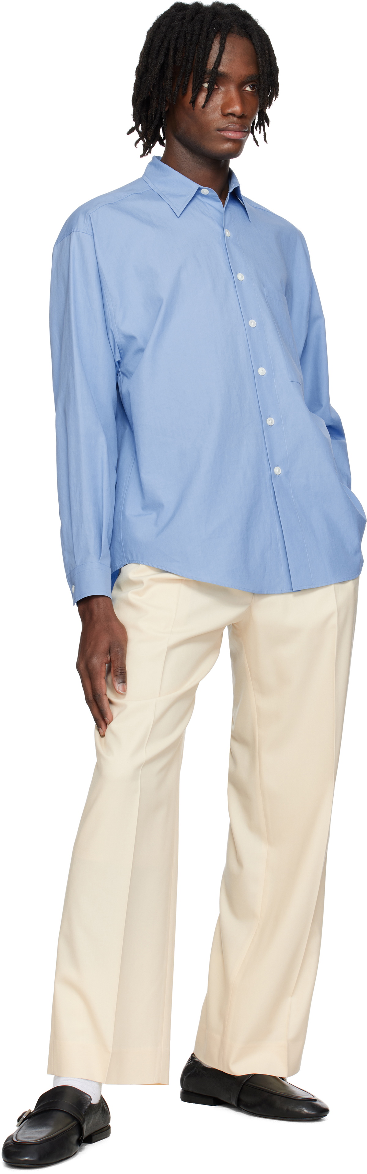 AURALEE Blue Washed Finx Twill Big Shirt Auralee