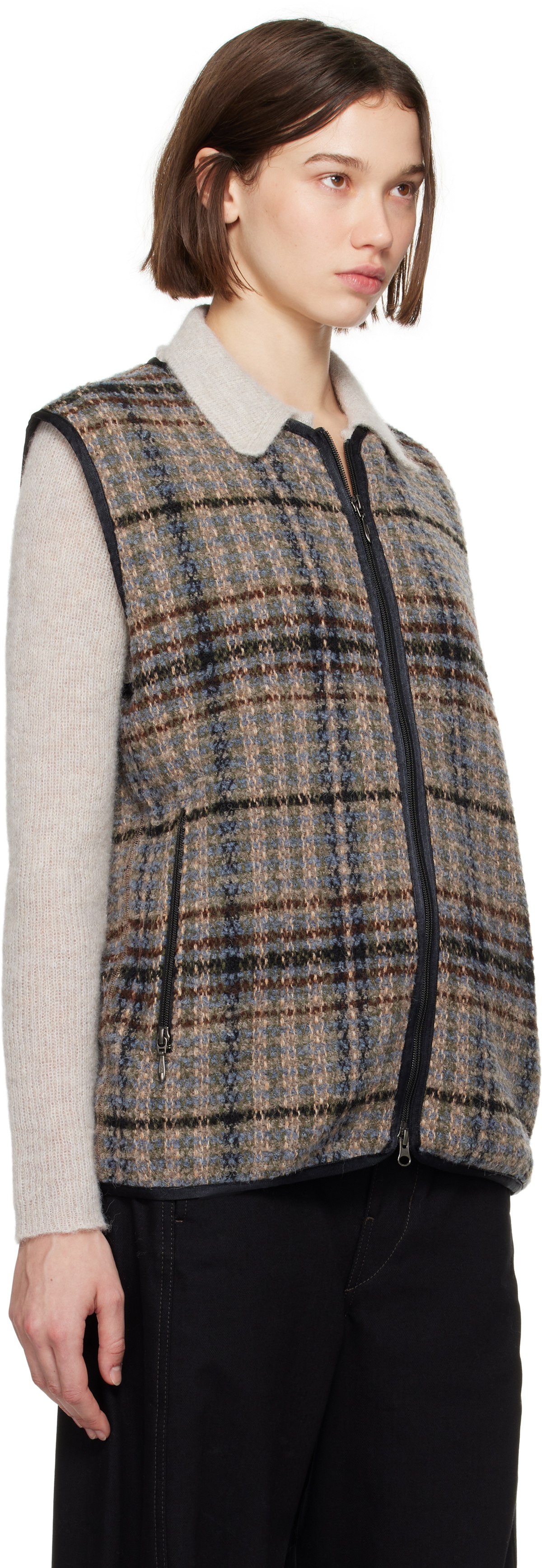 NEEDLES Gray & Brown W.U. Piping Vest