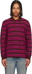 Wales Bonner Burgundy & Pink 'The Billie Knit' Polo