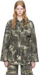 Blumarine Green Camo Denim Jacket