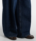 Brunello Cucinelli Leather-trimmed barrel-leg jeans