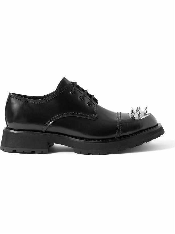 Photo: Alexander McQueen - Embellished Leather Derby Shoes - Black