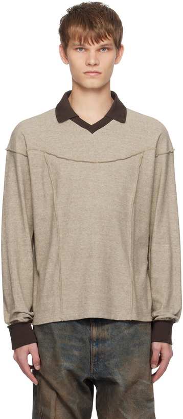 Photo: NVRFRGT Beige Paneled Polo
