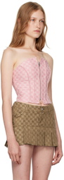 MISBHV Pink Monogram Corset Top