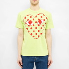 Comme des Garçons Play Men's Red Heart Polka Dot Logo T-Shirt in Green