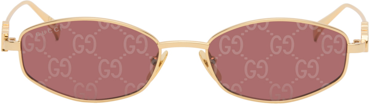 Gucci Gold Oval Frame Sunglasses