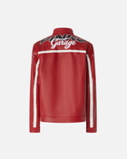 Pinko Racing Style Leather Biker Jacket Salsa Red