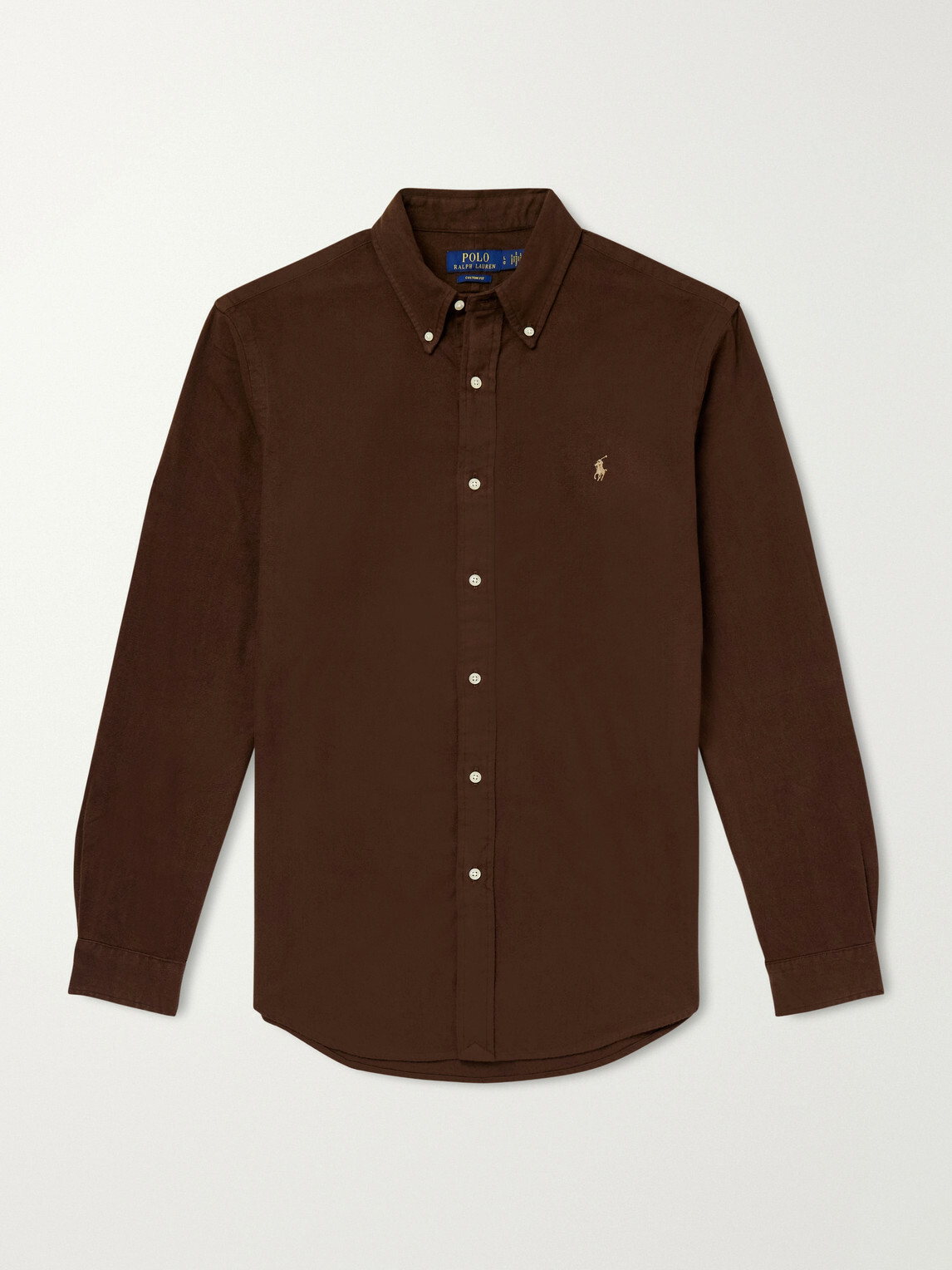 Polo Ralph Lauren - Button-Down Collar Logo-Embroidered Cotton-Flannel Shirt - Brown