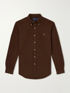 Polo Ralph Lauren - Button-Down Collar Logo-Embroidered Cotton-Flannel Shirt - Brown