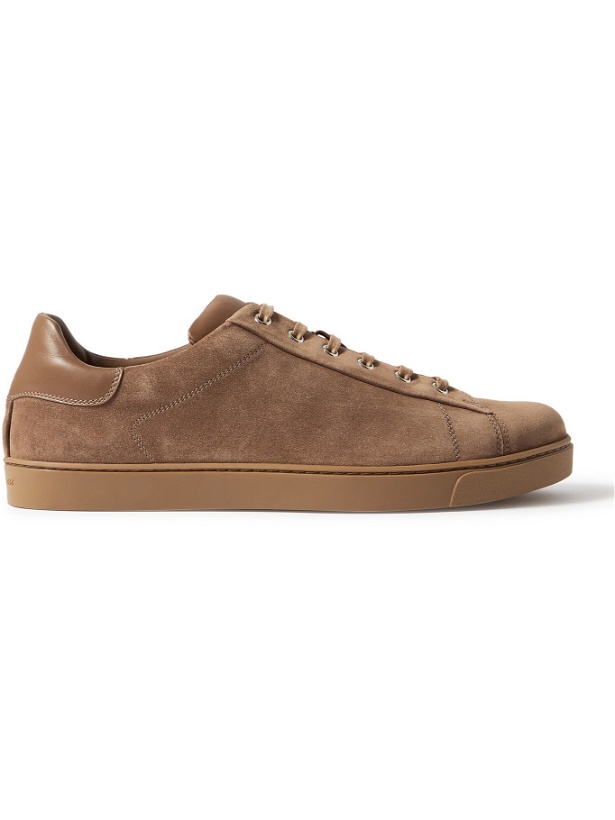 Photo: GIANVITO ROSSI - Leather-Trimmed Suede Sneakers - Brown - 41