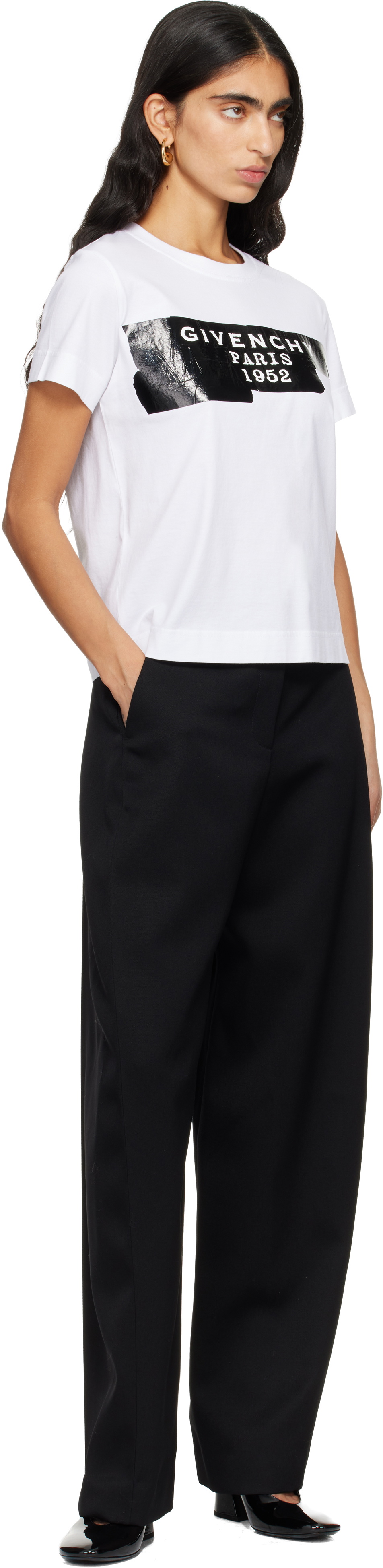 Givenchy White 'Givenchy' Tape Print T-shirt