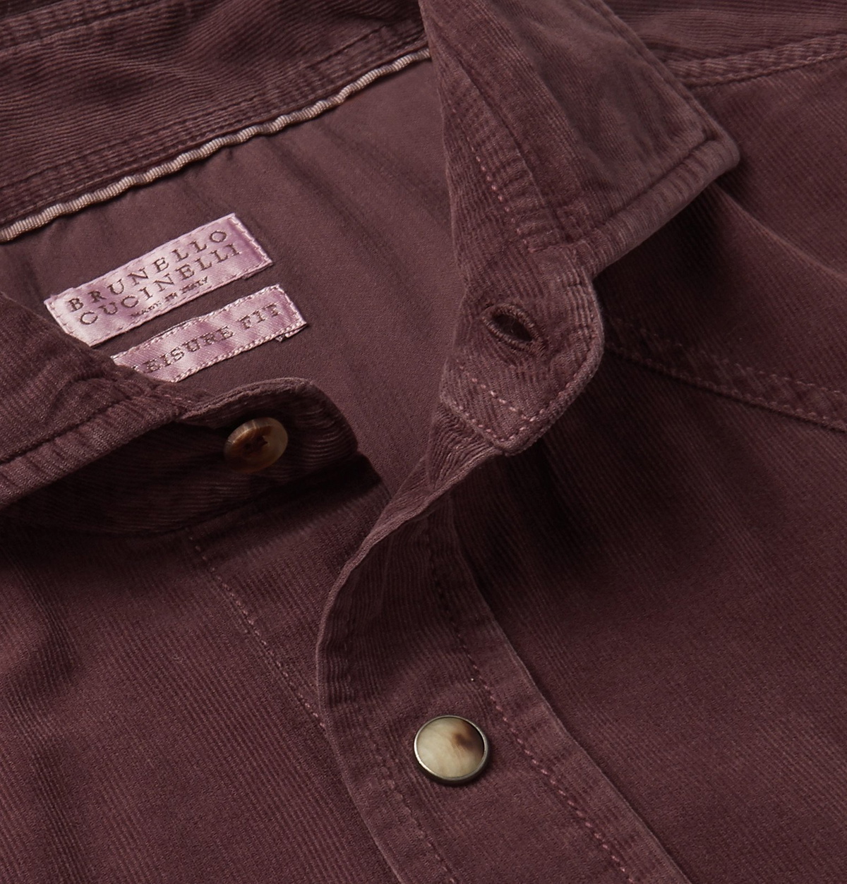 Brunello Cucinelli - Cutaway-Collar Cotton-Corduroy Western Shirt ...