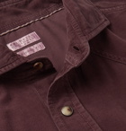 Brunello Cucinelli - Cutaway-Collar Cotton-Corduroy Western Shirt - Burgundy