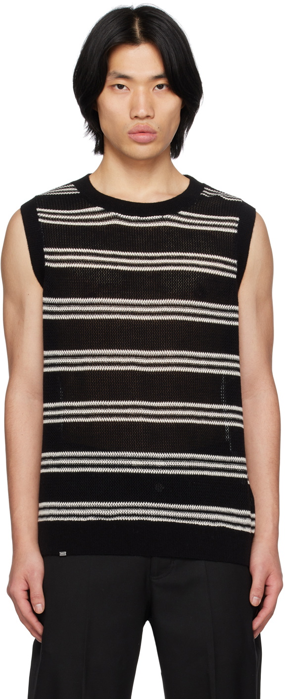C2H4 Black & White Striped Vest