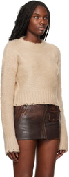 GUESS USA Beige Fuzzy Crewneck Sweater