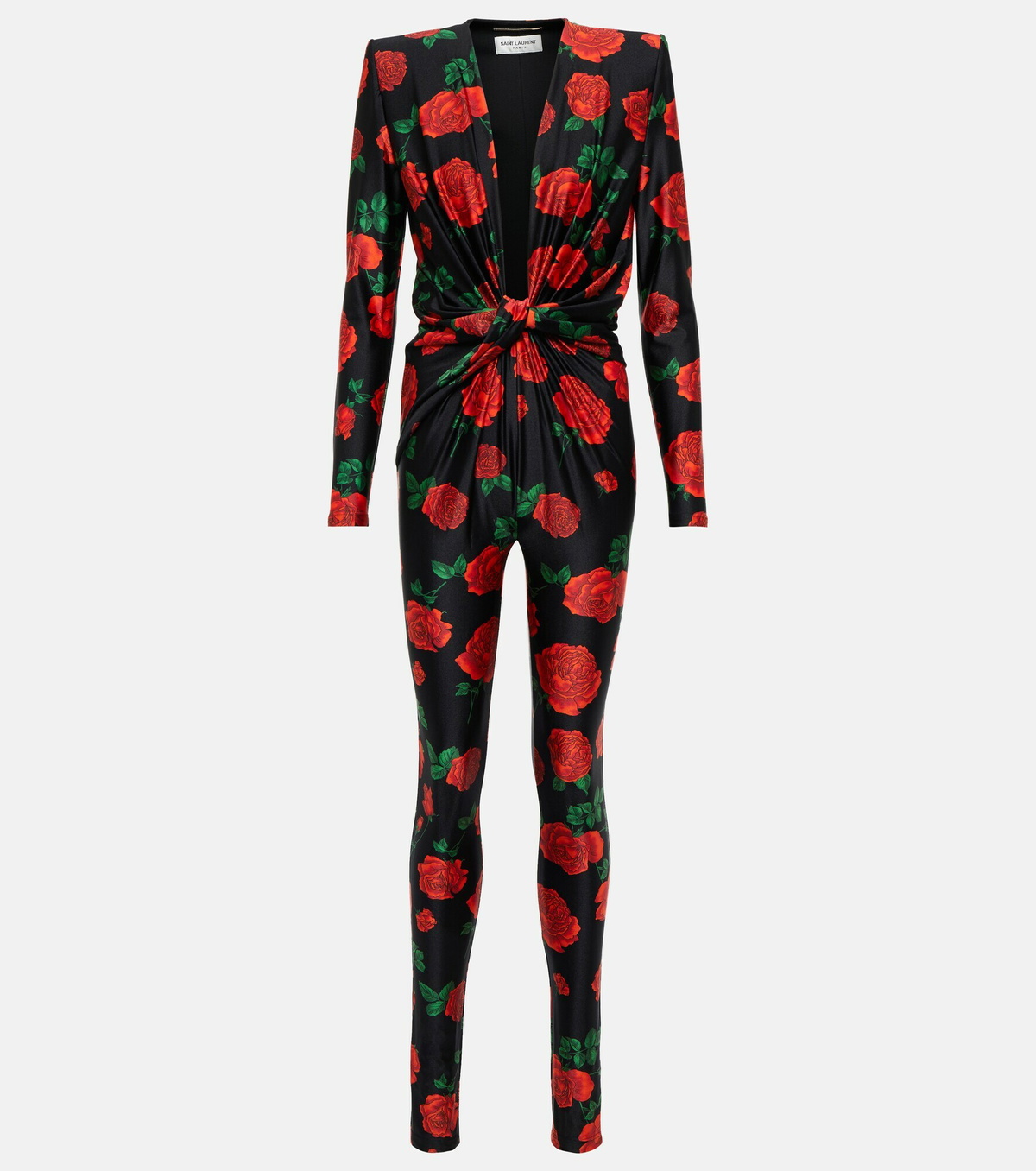 【SAINT LAURENT・サンローラン】 JUMPSUIT ワンピース Saint Laurent Combinaison Sleeveless Belted Silk Chiffon