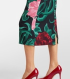 La DoubleJ Floral satin pencil skirt