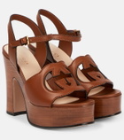 Gucci - Interlocking G leather platform sandals