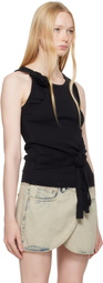Coperni Black Distressed Rose Rib Tank Top