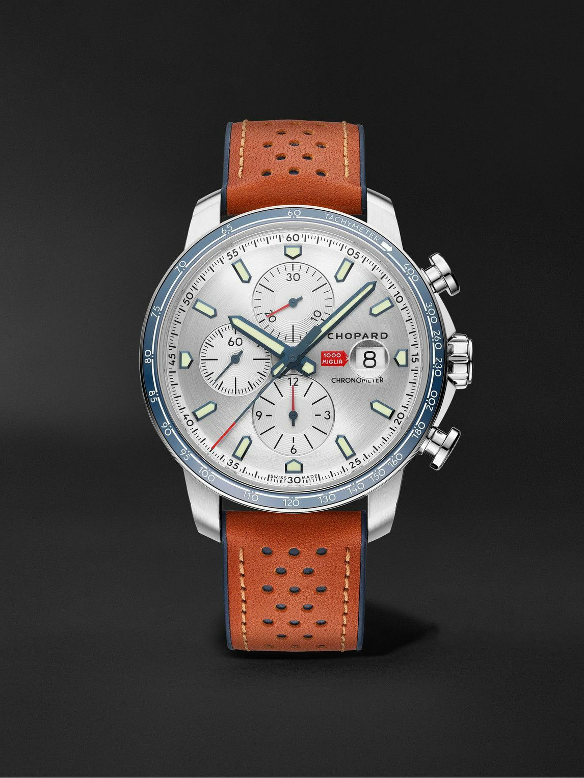 Mille Miglia GTS Azzurro Chrono Automatic Limited Edition 44mm Stainless  Steel and Leather Watch, Ref. No. 168571-3007