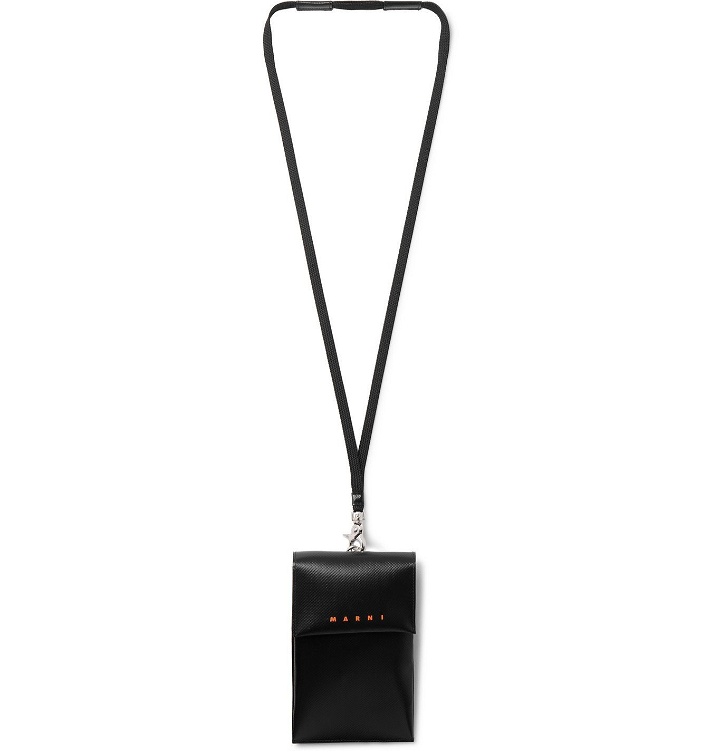 Photo: MARNI - Logo-Print Colour-Block Faux Textured-Leather Phone Pouch - Black