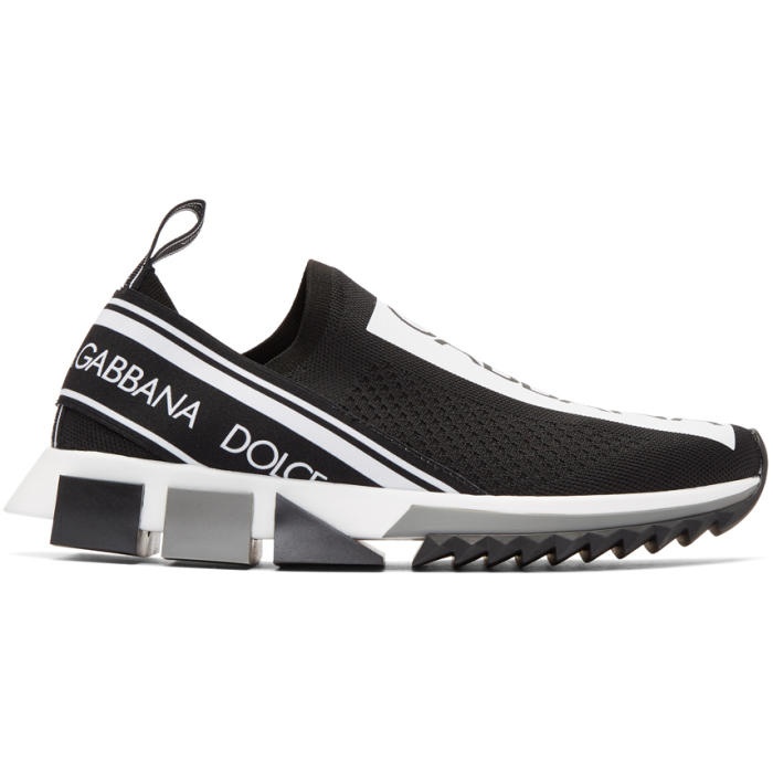 Photo: Dolce and Gabbana Black and White Runaway Knit Sneakers