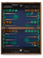 Alexandra Llewellyn - Midnight Marquetry Wood, Leather and Multi-Stone Backgammon Set
