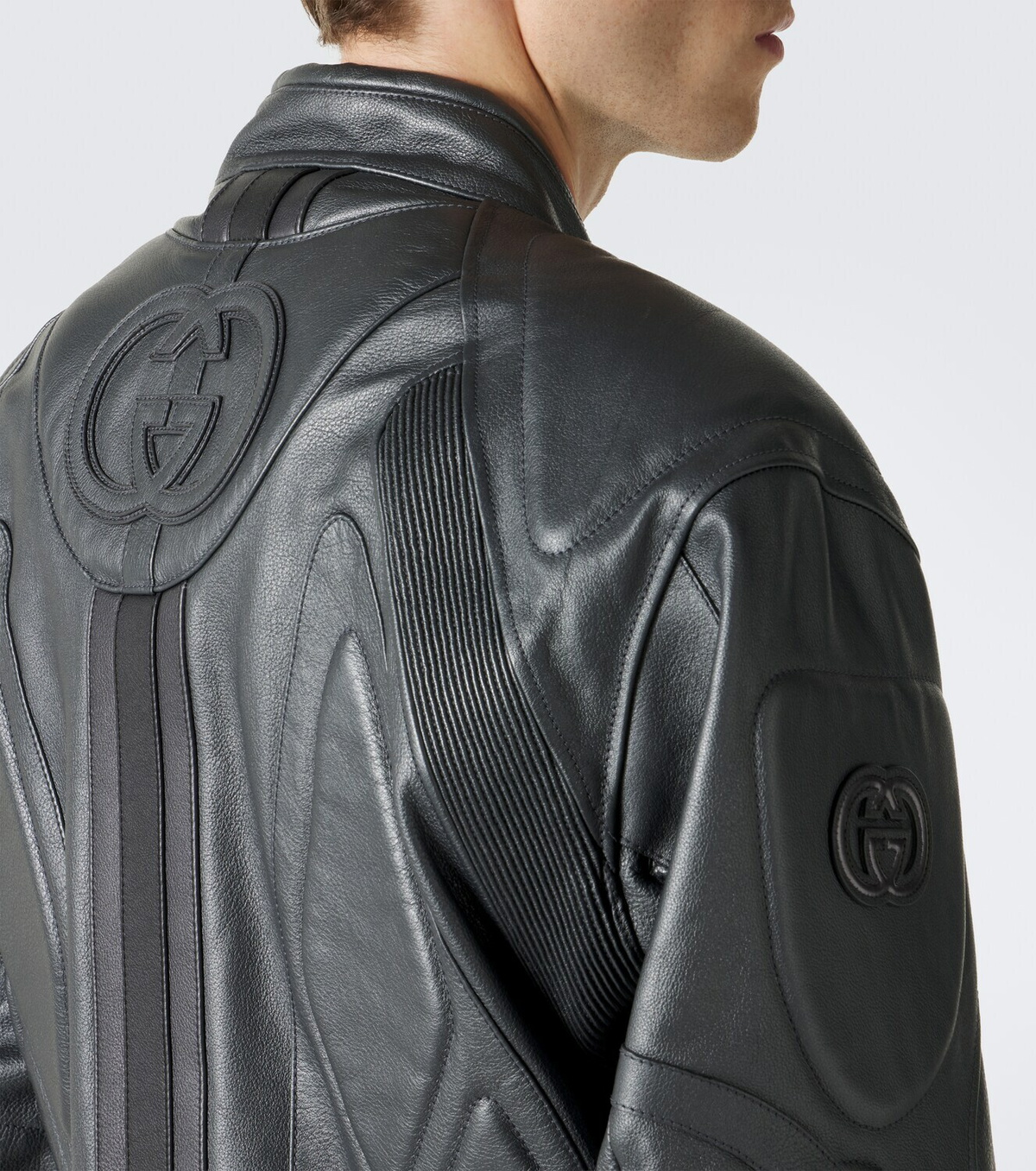 Gucci GG leather biker jacket