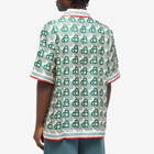Casablanca Men's Heart Monogram Short Sleeve Silk Shirt in Green
