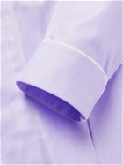 PAUL STUART - Piped Herringbone Cotton Robe - Purple - L